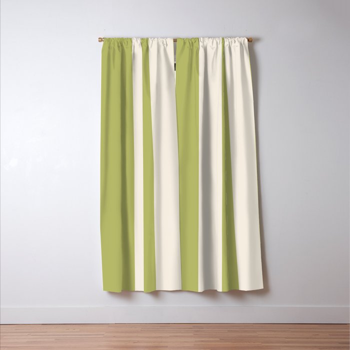 Duo I - Green and Butter Stripes Window Curtain Gallery Image 3