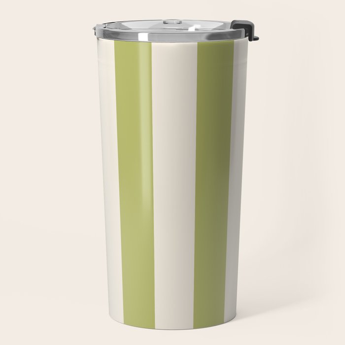 Duo I - Green and Butter Stripes Travel Mug Gallery Image 2
