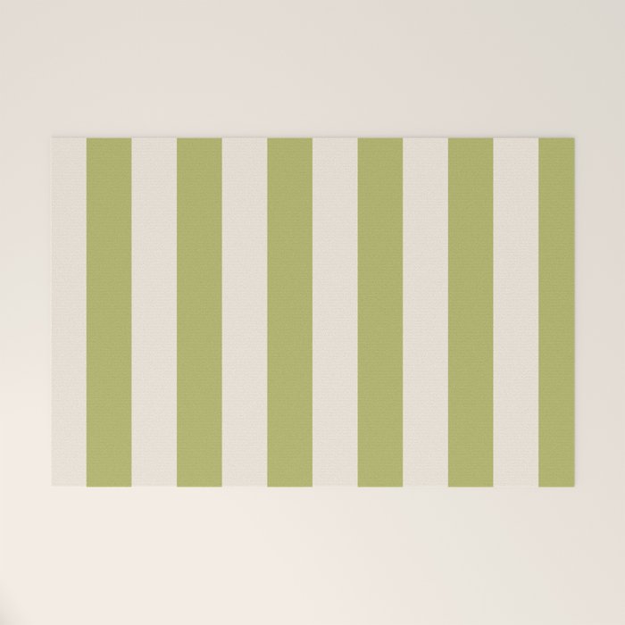 Duo I - Green and Butter Stripes Welcome Mat Gallery Image 1