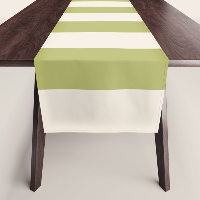 Duo I - Green and Butter Stripes Table Runner Gallery Image 1