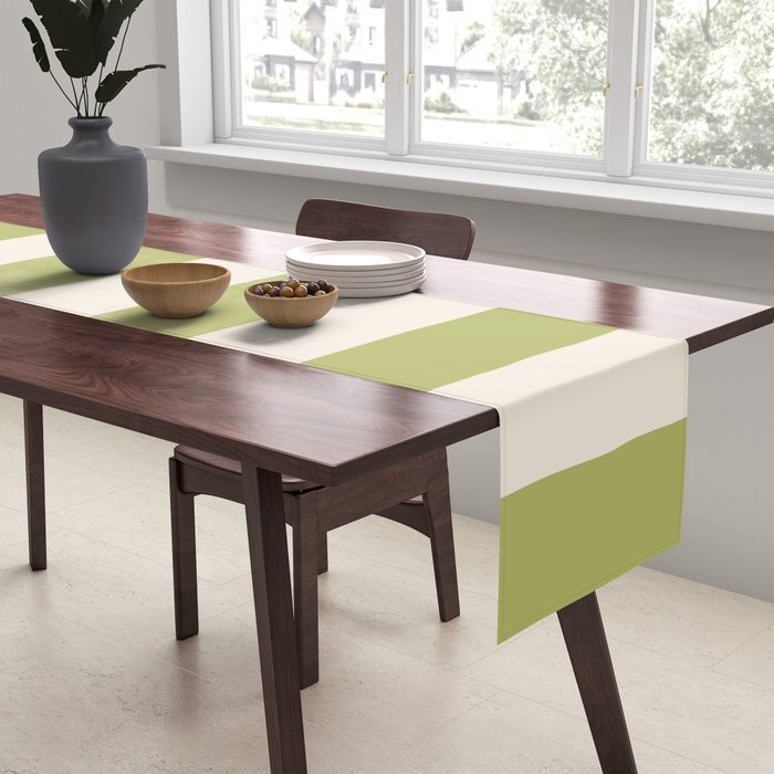 Duo I - Green and Butter Stripes Table Runner Gallery Image 2
