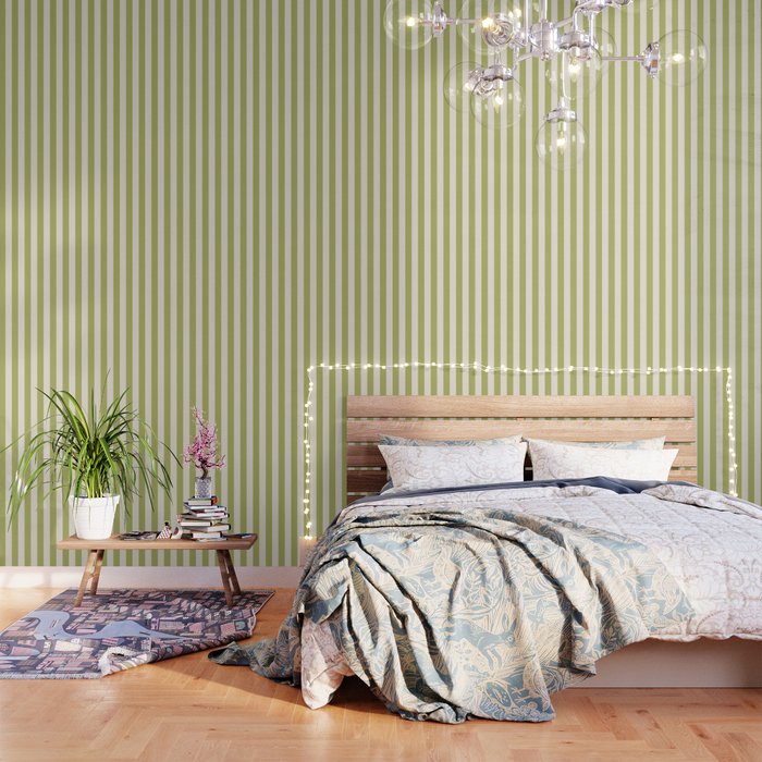 Duo I - Green and Butter Stripes Wallpaper Gallery Image 3