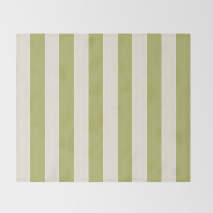 Duo I - Green and Butter Stripes Throw Blanket Gallery Image 2