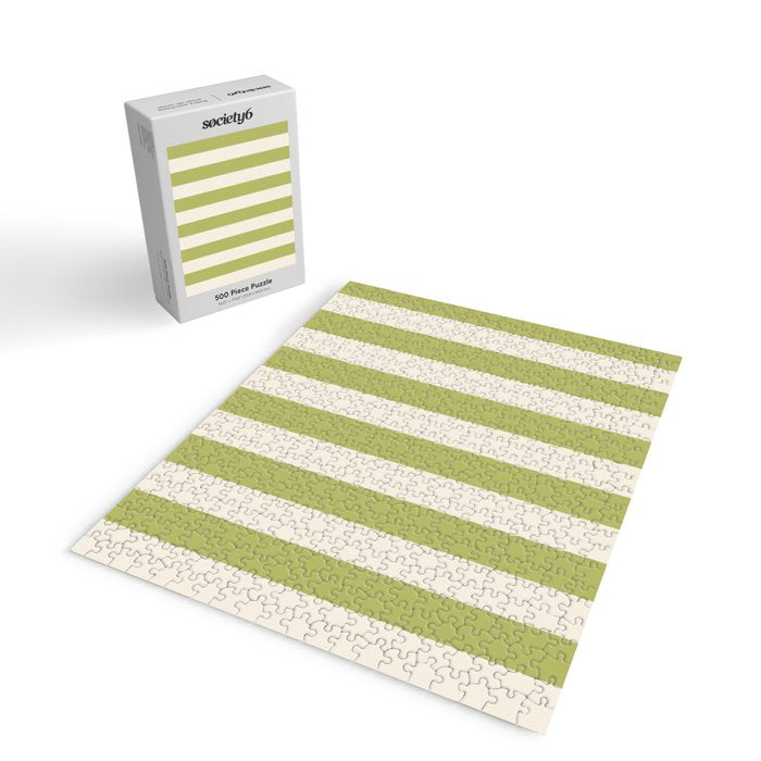 Duo I - Green and Butter Stripes Jigsaw Puzzle Gallery Image 2