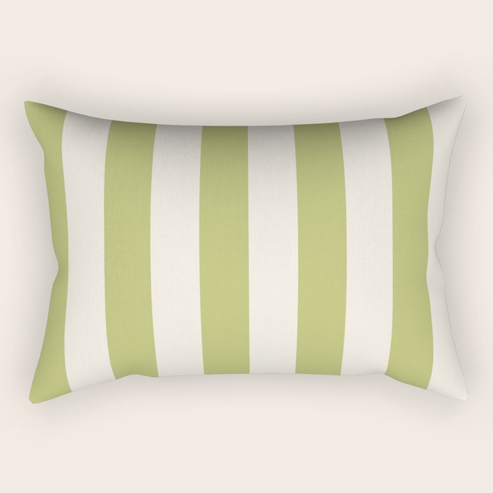 Duo I - Green and Butter Stripes Rectangular Pillow Gallery Image 1