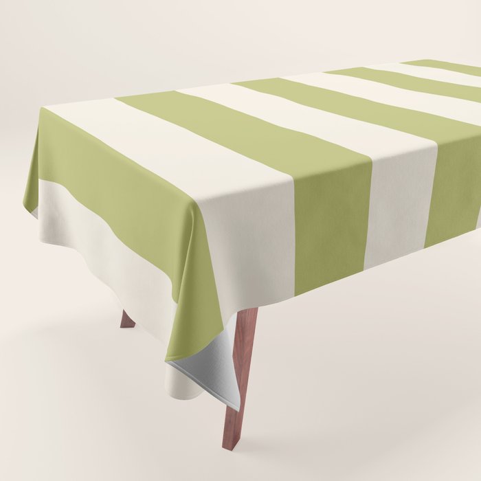 Duo I - Green and Butter Stripes Tablecloth Gallery Image 1