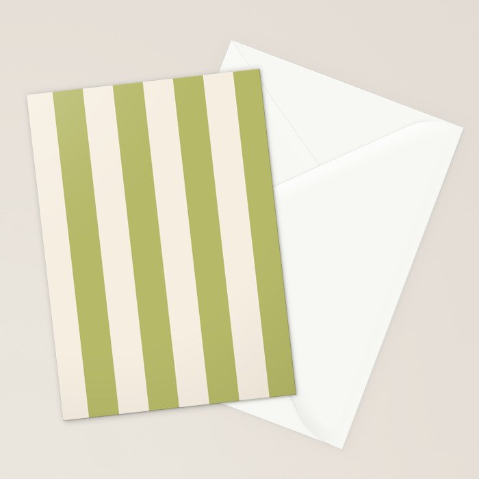 Duo I - Green and Butter Stripes Stationery Card Gallery Image 2