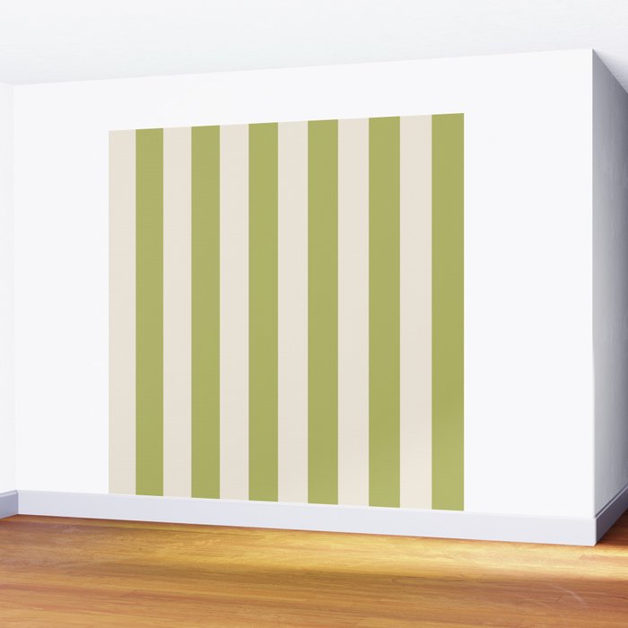 Duo I - Green and Butter Stripes Wall Mural Gallery Image 2