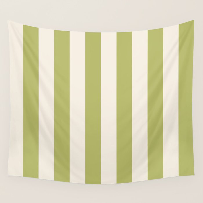 Duo I - Green and Butter Stripes Wall Tapestry Gallery Image 1