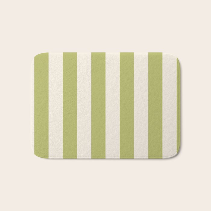 Duo I - Green and Butter Stripes Bath Mat Gallery Image 1