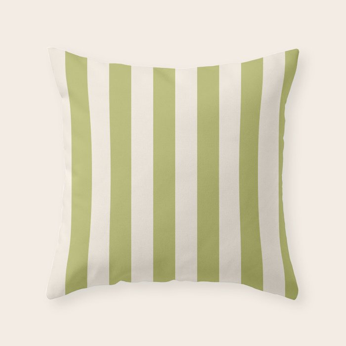 Duo I - Green and Butter Stripes Throw Pillow Gallery Image 6