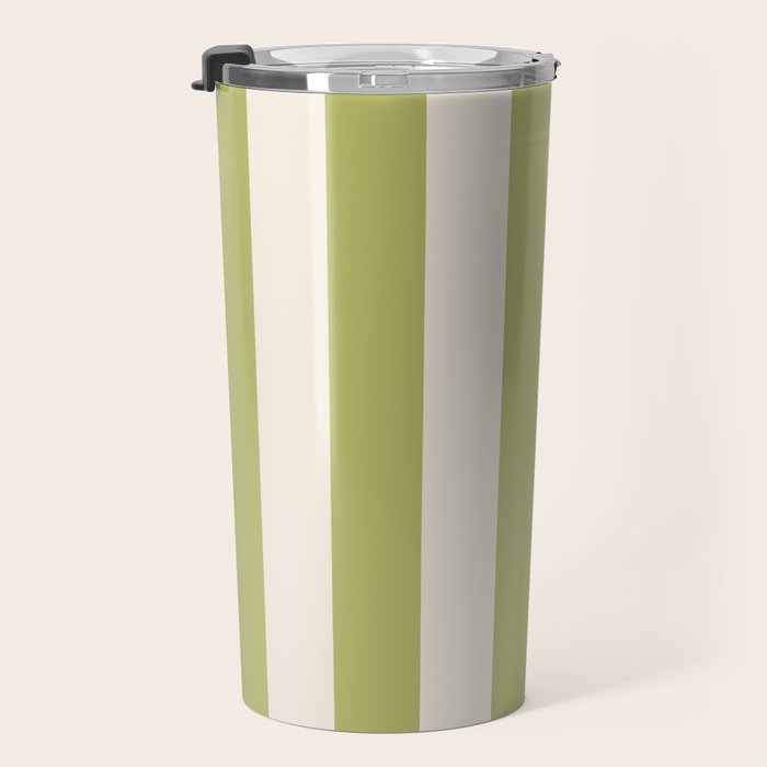 Duo I - Green and Butter Stripes Travel Mug Gallery Image 3