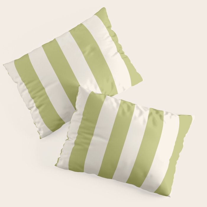 Duo I - Green and Butter Stripes Pillow Sham Gallery Image 3