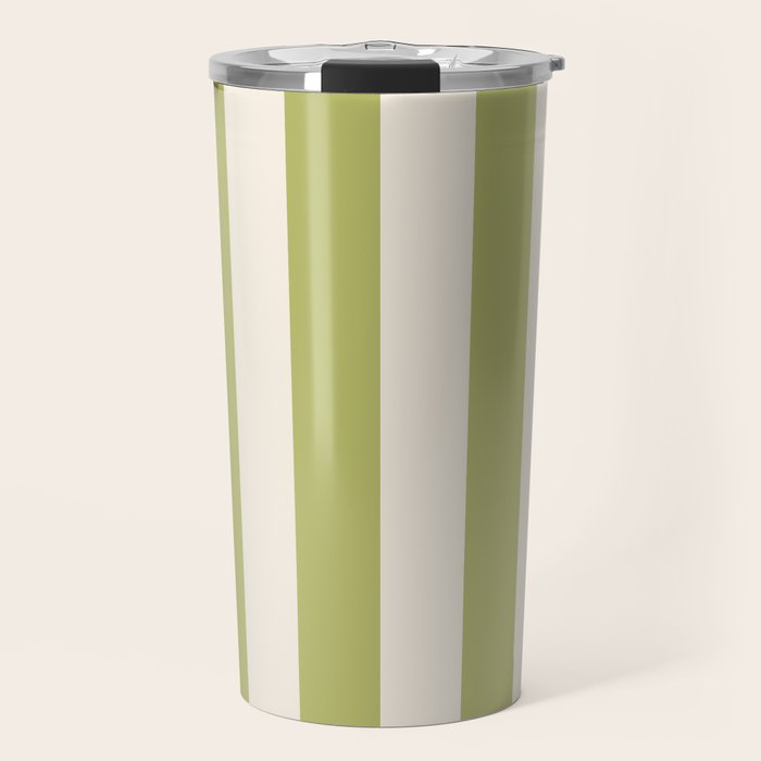 Duo I - Green and Butter Stripes Travel Mug Gallery Image 1