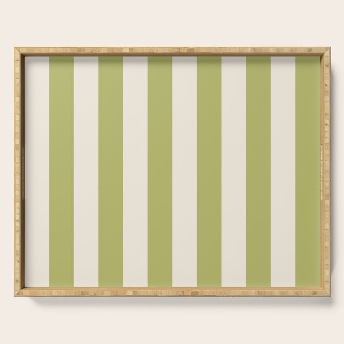 Duo I - Green and Butter Stripes Serving Tray Gallery Image 1