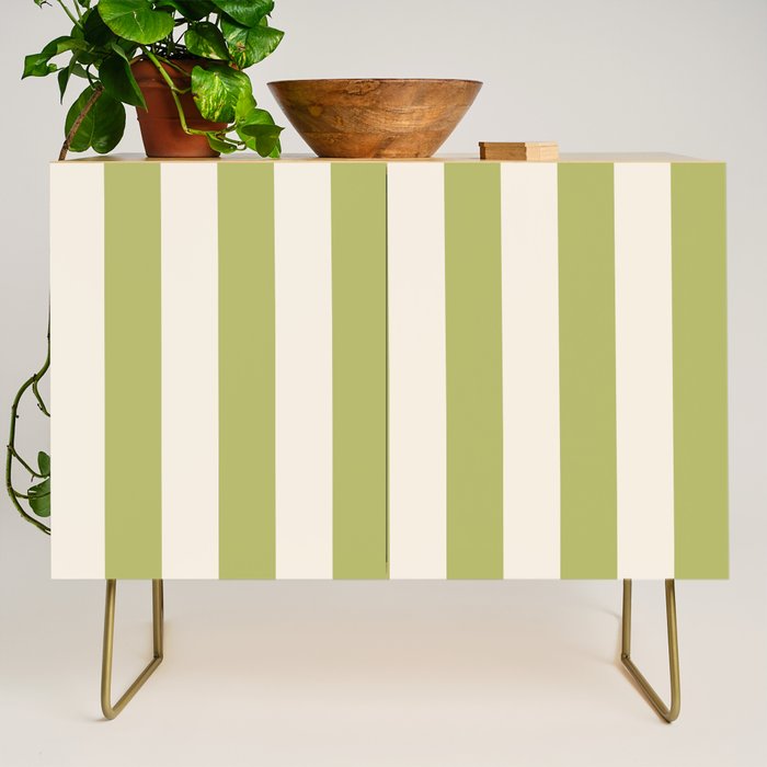Duo I - Green and Butter Stripes Credenza Gallery Image 1