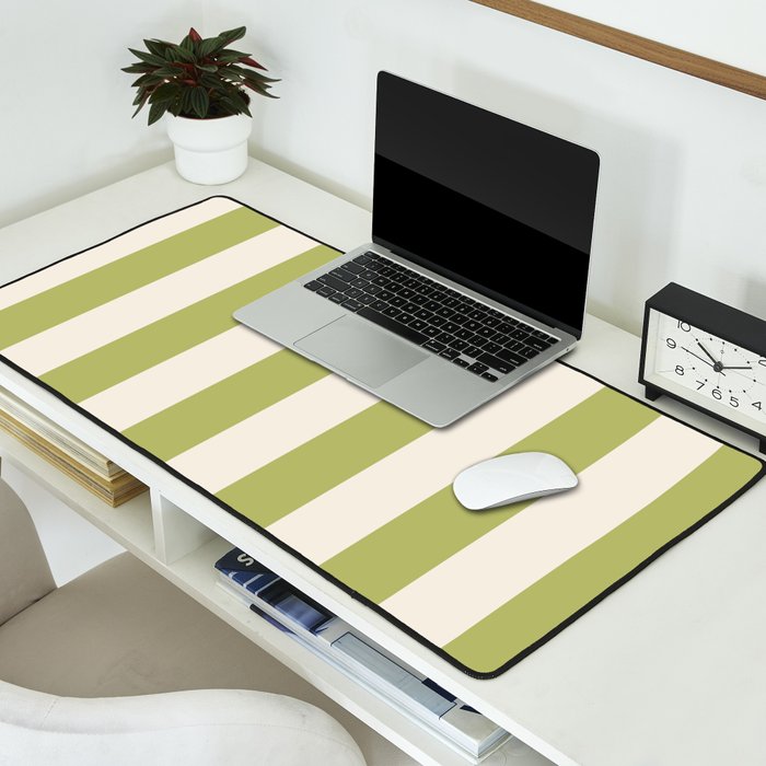 Duo I - Green and Butter Stripes Desk Mat Gallery Image 2