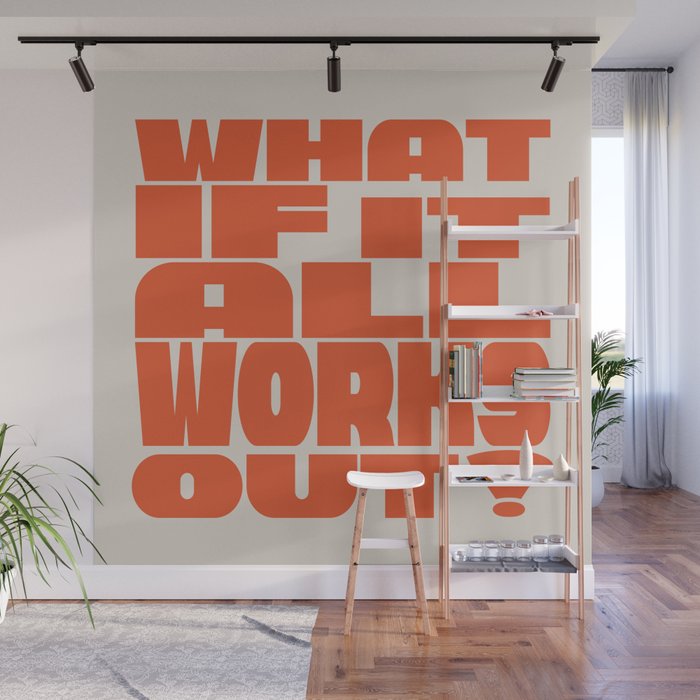 Bold Optimistic Quote in Retro Orange Wall Mural Gallery Image 1