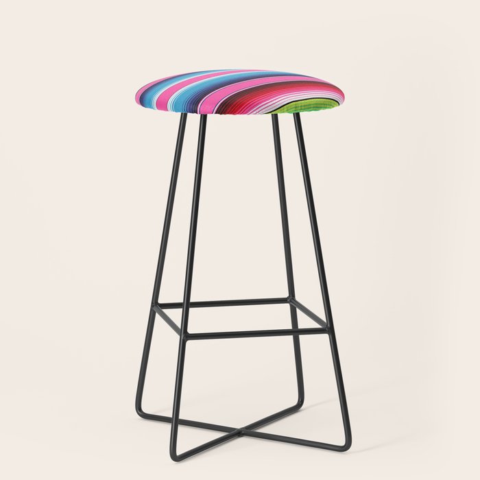Pink Mexican Serape Blanket Stripes Stool Gallery Image 1