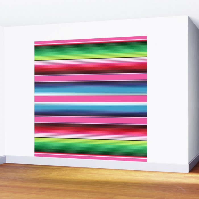 Pink Mexican Serape Blanket Stripes Wall Mural Gallery Image 2