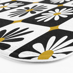 Checkered Daisies - Black & White Bath Mat Gallery Image 3