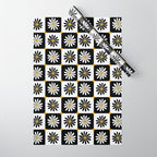 Checkered Daisies - Black & White Wrapping Paper Gallery Image 1