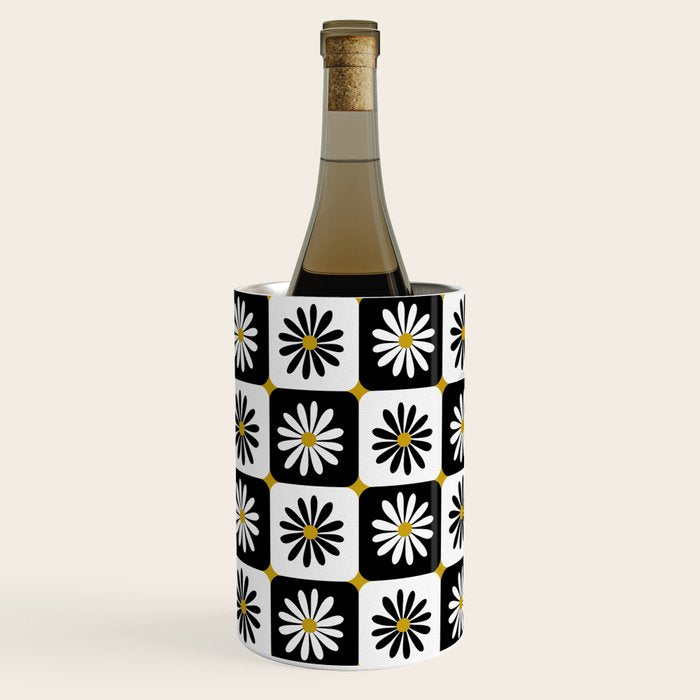 Checkered Daisies - Black & White Wine Chiller Gallery Image 2