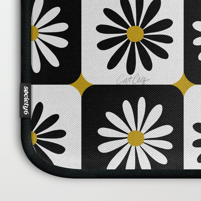 Checkered Daisies - Black & White Laptop Sleeve Gallery Image 3