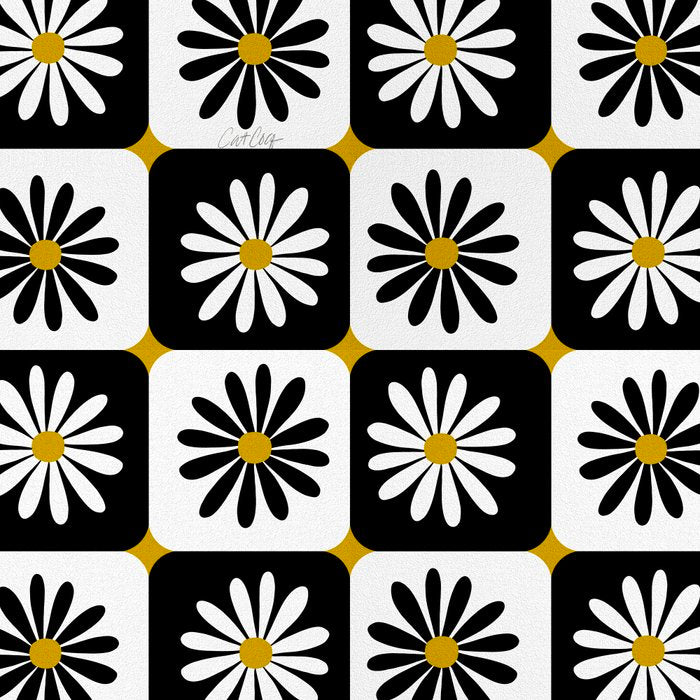 Checkered Daisies - Black & White Coffee Mug Gallery Image 2