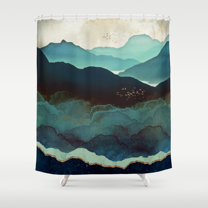Indigo Mountains Shower Curtain Gallery Image 1