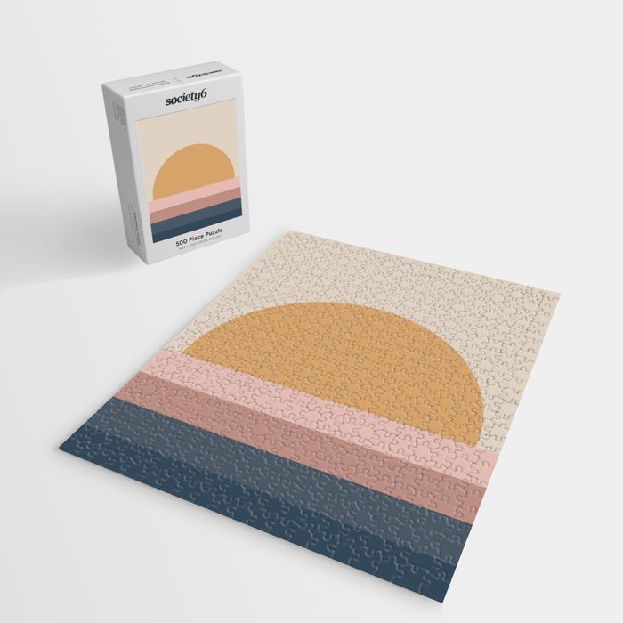Minimal Retro Sunset - Earthy Neutral Jigsaw Puzzle Gallery Image 2