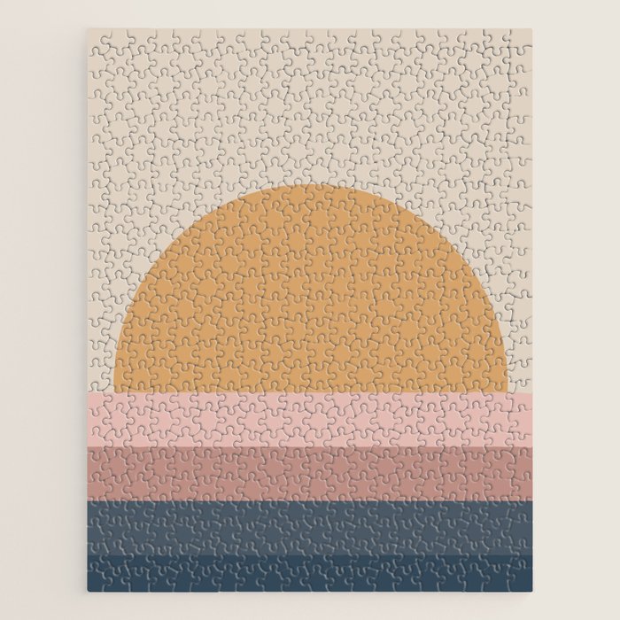 Minimal Retro Sunset - Earthy Neutral Jigsaw Puzzle Gallery Image 1