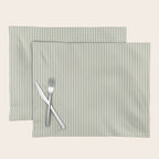 Ultra Fine Stripes Vertical Minimalist Pattern in Light Celadon Blue Green and Cream Placemat Gallery Image 1