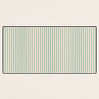 Ultra Fine Stripes Vertical Minimalist Pattern in Light Celadon Blue Green and Cream Desk Mat Gallery Image 3