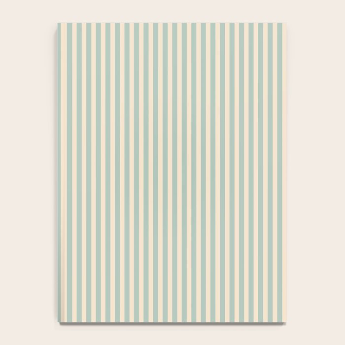 Ultra Fine Stripes Vertical Minimalist Pattern in Light Celadon Blue Green and Cream Notebook Gallery Image 4