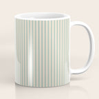 Ultra Fine Stripes Vertical Minimalist Pattern in Light Celadon Blue Green and Cream Coffee Mug Gallery Image 1
