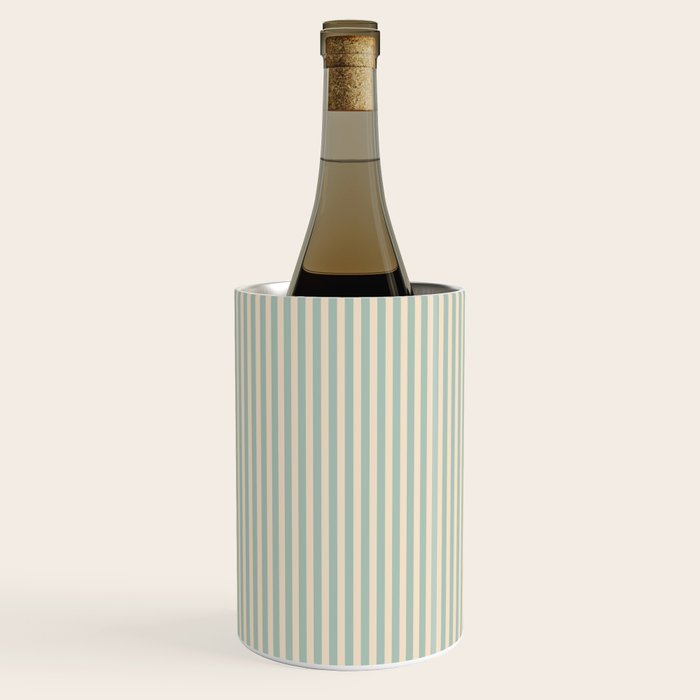 Ultra Fine Stripes Vertical Minimalist Pattern in Light Celadon Blue Green and Cream Wine Chiller Gallery Image 3