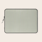 Ultra Fine Stripes Vertical Minimalist Pattern in Light Celadon Blue Green and Cream Laptop Sleeve Gallery Image 1