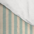 Ultra Fine Stripes Vertical Minimalist Pattern in Light Celadon Blue Green and Cream Comforter Gallery Image 4