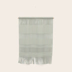 Ultra Fine Stripes Vertical Minimalist Pattern in Light Celadon Blue Green and Cream Wall Hanging Gallery Image 1