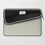 Ultra Fine Stripes Vertical Minimalist Pattern in Light Celadon Blue Green and Cream Laptop Sleeve Gallery Image 2