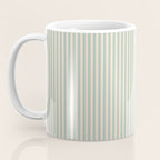 Ultra Fine Stripes Vertical Minimalist Pattern in Light Celadon Blue Green and Cream Coffee Mug Gallery Image 3