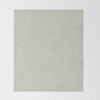 Ultra Fine Stripes Vertical Minimalist Pattern in Light Celadon Blue Green and Cream Throw Blanket Gallery Image 2