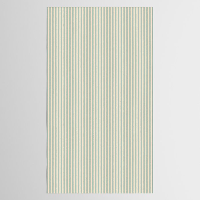 Ultra Fine Stripes Vertical Minimalist Pattern in Light Celadon Blue Green and Cream Tablecloth Gallery Image 2