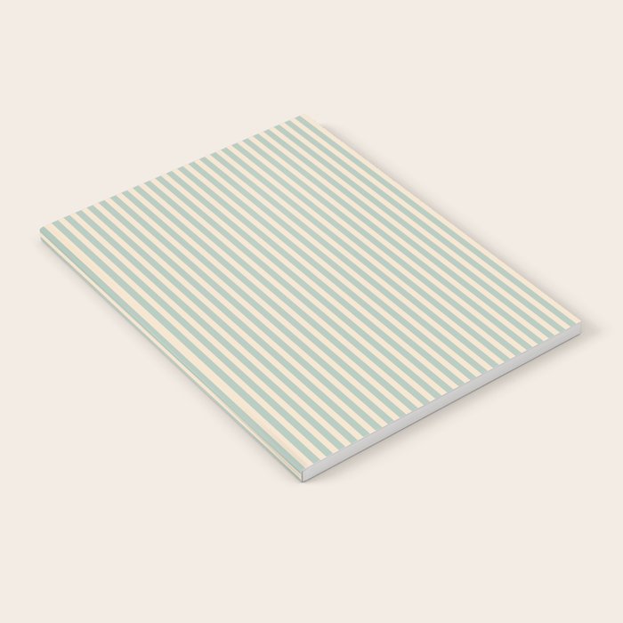 Ultra Fine Stripes Vertical Minimalist Pattern in Light Celadon Blue Green and Cream Notebook Gallery Image 1