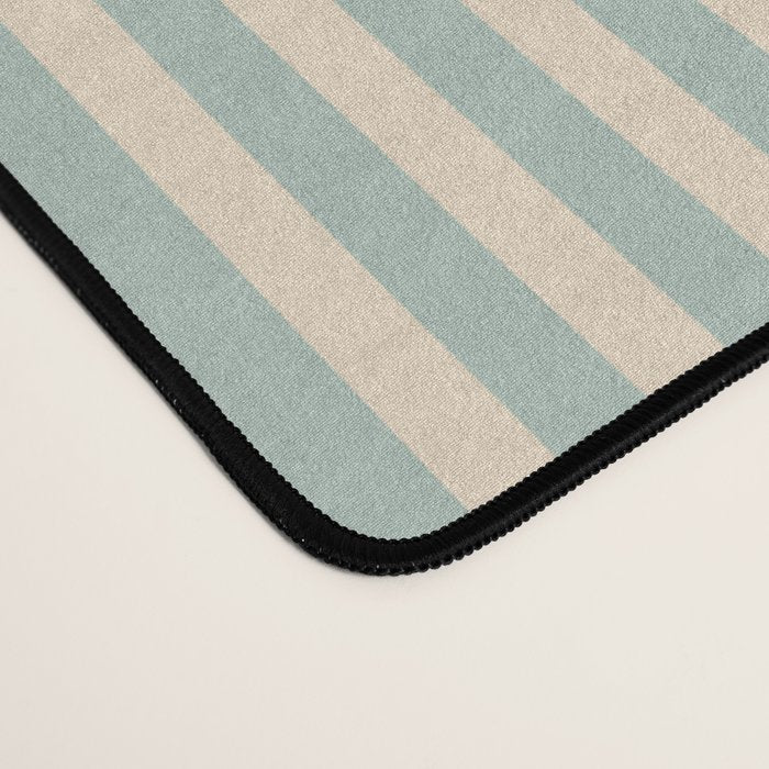 Ultra Fine Stripes Vertical Minimalist Pattern in Light Celadon Blue Green and Cream Desk Mat Gallery Image 4
