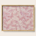 Butterfly Pattern soft pink pastel Serving Tray Gallery Image 1