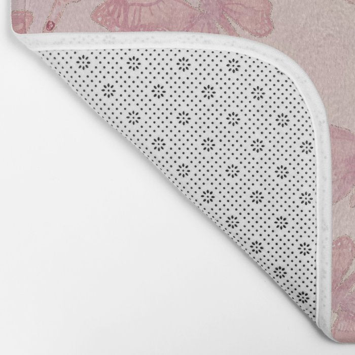 Butterfly Pattern soft pink pastel Bath Mat Gallery Image 2
