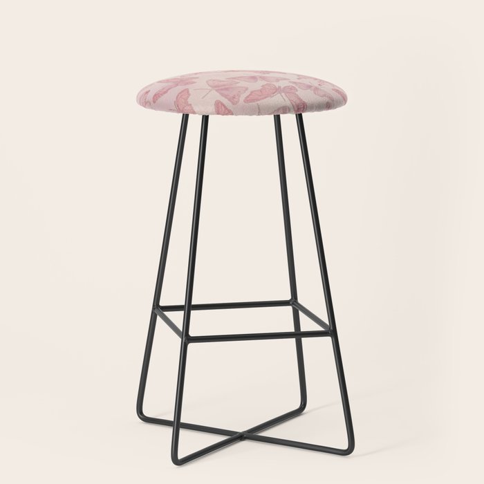 Butterfly Pattern soft pink pastel Stool Gallery Image 1