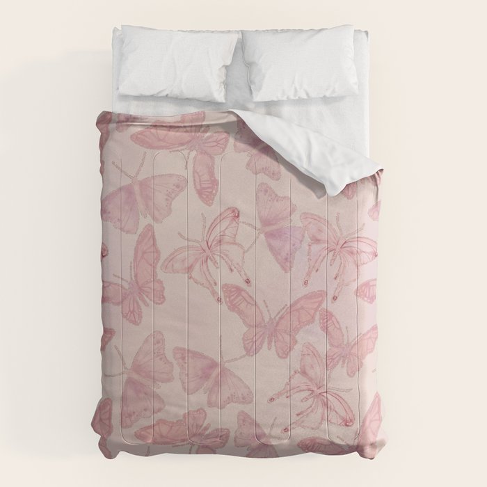 Butterfly Pattern soft pink pastel Comforter Gallery Image 6